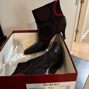 Women's Black, Brown and Red Ankle Boots